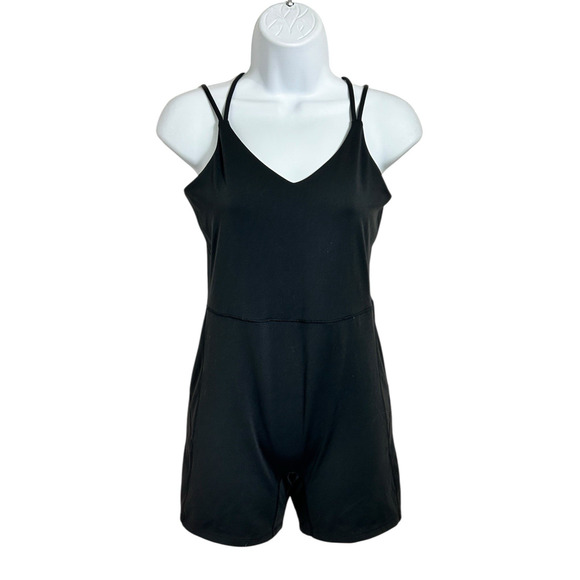 All in Motion Black Athletic Bodysuit Short Sz M Strappy Seamless Jumpsuit - Picture 6 of 6